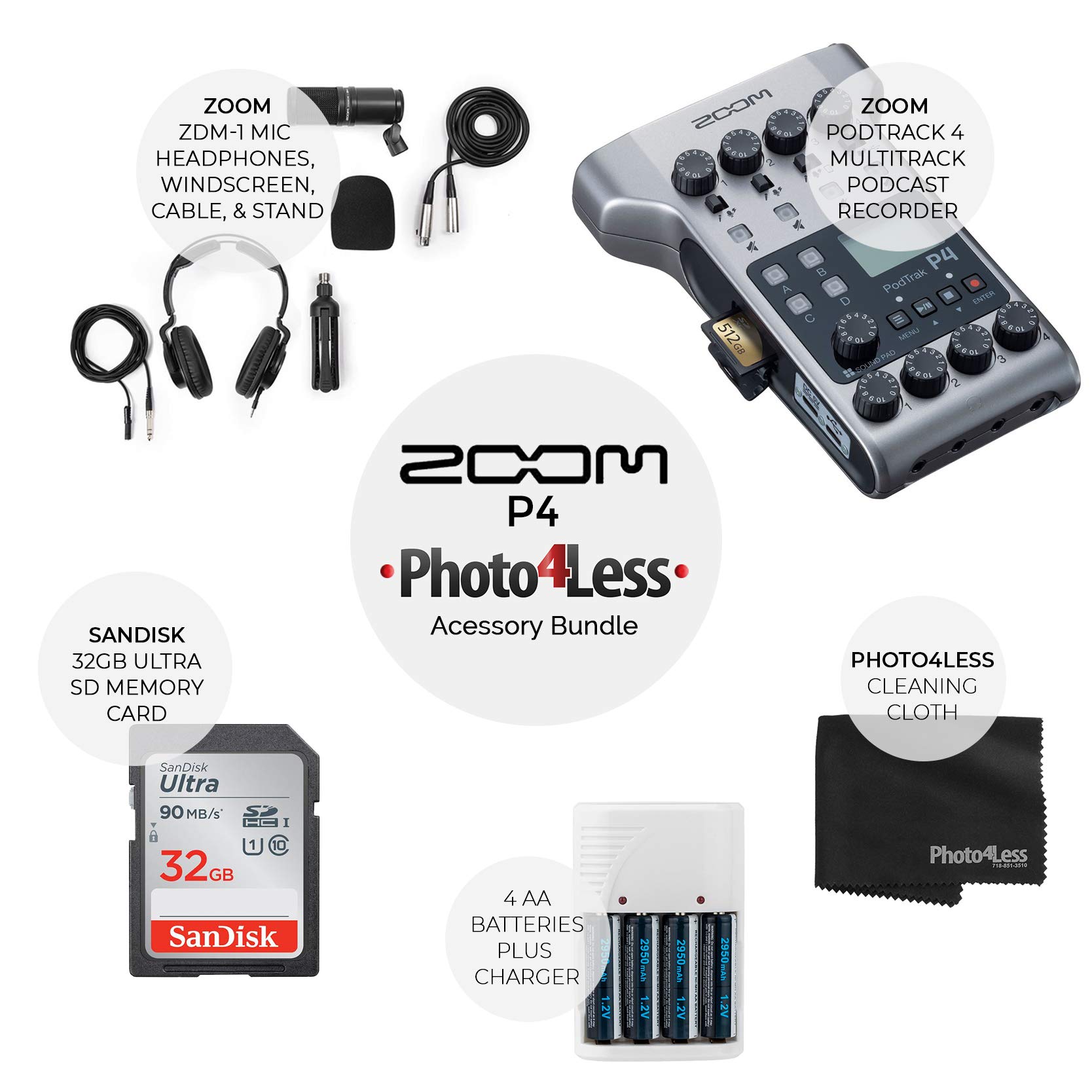 Amazon.com: Zoom PodTrak P4 Portable Multitrack Podcast Recorder +